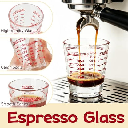 2 Pack High Borosilicate Shot Glass Measuring Cup,Espresso Shot Heavy Glass,Thick Base Liquid Measuring Cup 26-Incremental Measurement 1 OZ,2 TBS,6 TSP,30 ML - color: 2 Pack Shot Glass Measuring Cup
