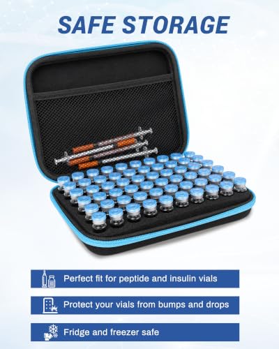 60 Slots 3ml Peptide Case, Insulin Vial Holder, Peptide Storage Case for Fridge and Travel, Fits 1ml 2ml 3ml Standard Vials, Diabetic Supplies (Case Only) - size: 60 Slots