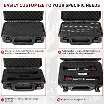 TORIBIO Hard Carrying Case with Foam,Shockproof Storage Box 10.8"x6.5"x2.7" - size: 10.8" x 6.5" x 2.7"