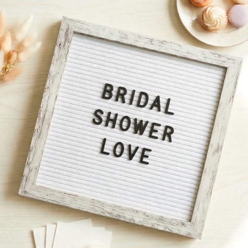 Rustic White Felt Letter Board 10x10, 336 Letters, Wall Mount and Stand - color: Rustic White