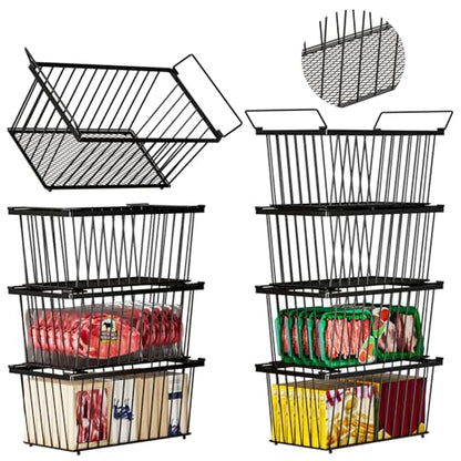 Enhanced Leak-Proof Bottom, Freezer Organizer Bins for 7 Cu.Ft,8 Pack) - color: Black 8 Pack
