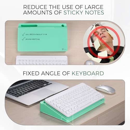 TOWON Compact Glass Desktop Whiteboard with Storage 12x7 in, Mint Green - color: Mint