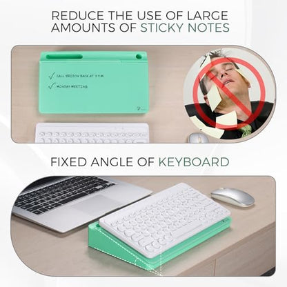 TOWON Compact Glass Desktop Whiteboard with Storage 12x7 in, Mint Green - color: Mint