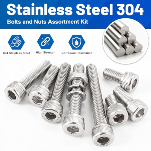 292PCS M6 Socket Bolts Nut Assortment Kit, M6x8/10/12/16/20/25/30/35mm - size: SS M6 292PCS