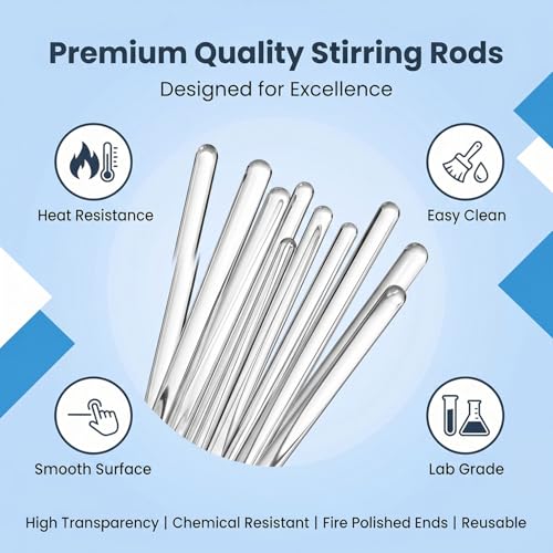 20 Pcs High Temp Glass Stirring Rods,Smooth Stir Sticks for Lab