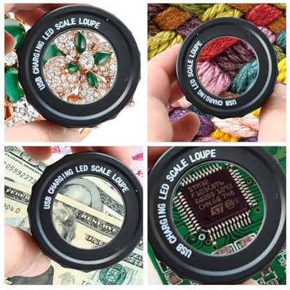 30X Loupe Magnifier Eye Loops Magnifying Glass Jewelry Coin Supplies - style: Rechargeable