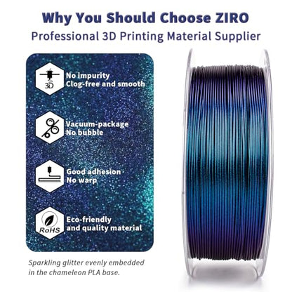 ZIRO Chameleon Series Filament, Super Sparkle PLA, Peacock Teal Luster - color: Peacock Teal Luster