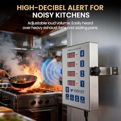 4-Channel Commercial Kitchen Timer Loud Alarm Digital Cook Timer - color: Silver