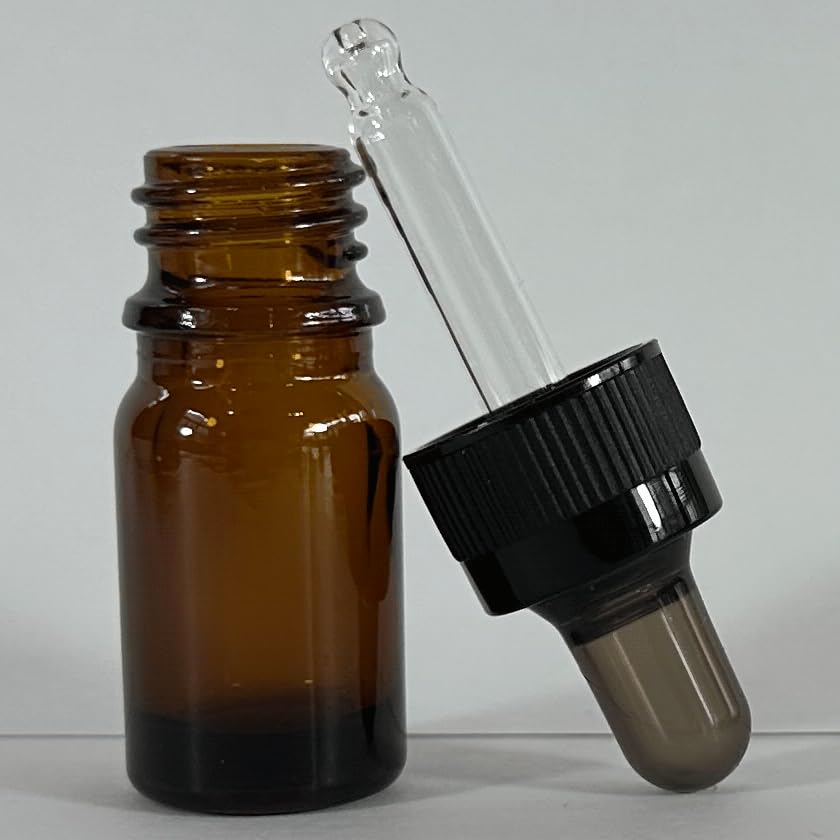4-Pack 1/6 oz (5ml) Glass Dropper Tops for Essential Oil Bottles (18-415 Neck) - Round Tip, Made in Taiwan with SILASTIC™ RBL-9200-50 Silicone for Chemical Stability & Essential Oil Resistance - style: 1/6 oz (5ml) Round Tip