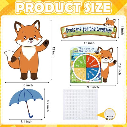 Gilprop 58 Pcs Dress for Weather Bulletin Board Set for Classroom, Fox - style: Fox
