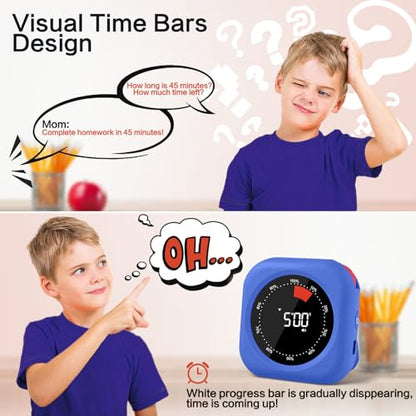 Visual Timer for Classroom Rechargeable, 10-Hour Digital Timers with Visual Time Bars Design, 3 Brightness/3 Volume Adjustable Magnetic Timer, Countdown/up Timer for Study Game Gym Kitchen Office - color: Purple