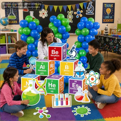 66Pcs Science Lab Party Decoration Pre-Folded Cardstock Kit Green Blue - color: Green Blue
