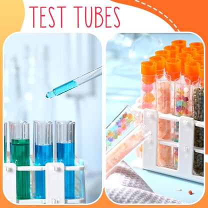 Threehoney 120 Pcs Test Tubes with Caps and Rack, 16x100mm,Orange - color: Orange