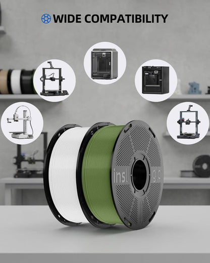 Inslogic Pre-Dried PLA Pro Filament Refill Bundle, Multicolor, 4×1kg - color: 4kg-refill Black+white+grey+brown