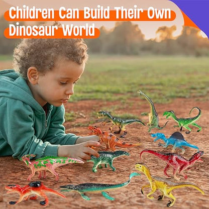 12 Dinosaur Toys for Kids, Plastic Animal Figurines Portable Dinosaur Figures Playset Montessori Toy Educational Game for Homeschool Preschool Toddler Kids - style: Large Dinosaur (excluding cards)