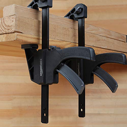 Amazon Basics 6-Piece Easy-to-Use One-Handed Trigger Clamp Set, 2 Pack of 4-inch, 4 Pack of 6-inch, Black/Grey - style: 6-Piece