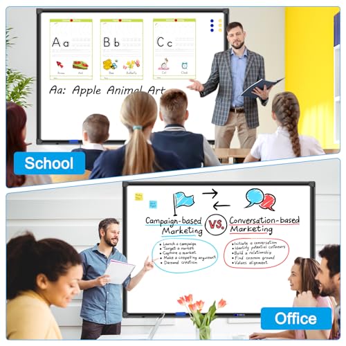 H-Qprobd 48"x30" Magnetic White Board Dry Erase Wall Mount Whiteboard - Office Home Classrooms White Board Hanging Writing Board with Black Aluminum Frame - size: 48"W x 30"H
