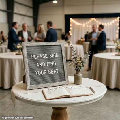 Rustic Gray Felt Letter Board 10x10 with Stand, Wall Mount, 336 Letters - color: Rustic Gray
