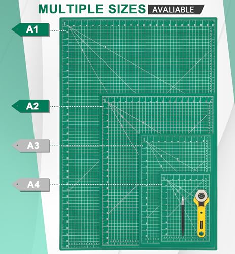 Density-upgraded 24" x 36" Large Self Healing Sewing Mat, Idemeet Rotary Cutting Mat 5-Ply Cut Board for Crafts Hobby Project, Scale Size 24" x 36", A1, Green - color: Green, size: 36.8"L x 24.8"W