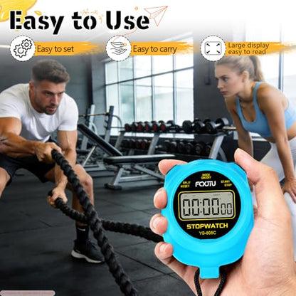Simple Stopwatch Timer, Single Lap Stopwatch Countdown Timer, No Hourly Beep, On/Off, AAA Battery(Included), Large Display, Easy to Use, Ideal for Kids Sports Coaches Blue - color: Blue