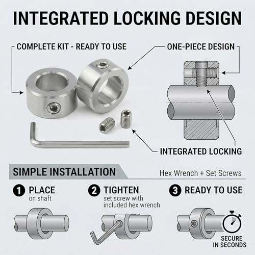 2PACK 304 Stainless Steel Shaft Collars 14mm Bore with Screws for 3D Printer - size: 14mm