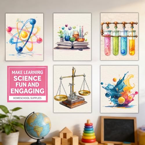 Science Posters for Classroom,Scientific Inspirational Decor for Kids - color: Chemistry Lab Watercolor