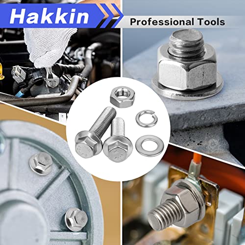 Hakkin 232Pcs Flange Hex Bolts and Nuts Kit M6 M8 M10 Metric Bolt Assortment, 304 Stainless Steel Metric Hex Bolt, M6-1.0 M8-1.25 M10-1.5 Flange Screw Set Nuts and Bolts Assortment Kit - size: H. M6 M8 M10