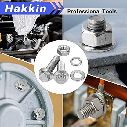 Hakkin 232Pcs Flange Hex Bolts and Nuts Kit M6 M8 M10 Metric Bolt Assortment, 304 Stainless Steel Metric Hex Bolt, M6-1.0 M8-1.25 M10-1.5 Flange Screw Set Nuts and Bolts Assortment Kit - size: H. M6 M8 M10
