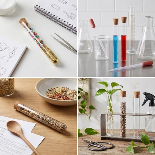 20Pcs Plastic Test Tubes with Cork Stoppers, Clear Vials with Seal Cap, 12ml Test Tubes for Plants Candy Jewelry Seed Beads Powder Spice Liquid Storage DIY Decoration(12 * 100mm)