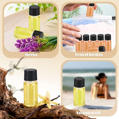 Lemonroad 200 Pcs 10 ml Plastic Vials with Screw Caps and Plastic Stoppers - color: Black