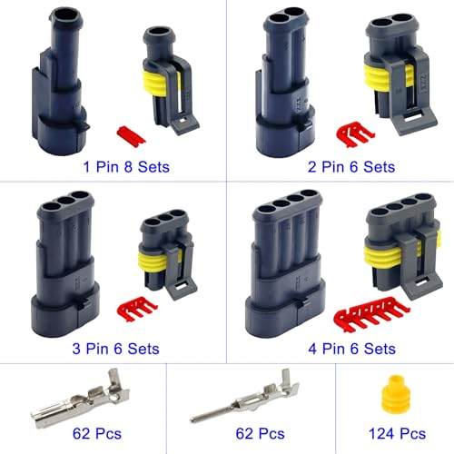 352pcs 1/2/3/4 Pin Connector Automotive Electrical Waterproof Connectors