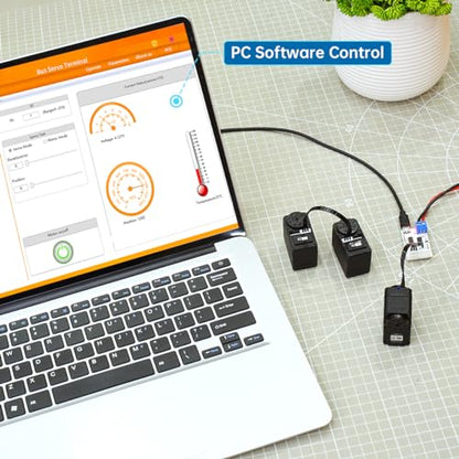 LX-16A Serial Bus Servo with Bracket, Dual Bearing Full Metal Gear Steering Servo with Debug System for RC Robot DIY, High Torque Servo 17KG.CM 6V - 19.5KG.CM 7.4V, Control Angle 240°