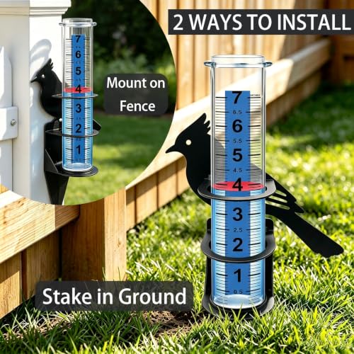 Rain Gauge Outdoor, Accurate Rain Gauges Outdoors Best Rated with Holder