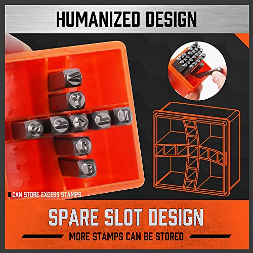 HORUSDY 37-Piece Number and Letter Stamp Set 1/8 (3mm) (A-Z & 0-9 + Love) Punch Perfect for Imprinting Metal Stamping kit, Plastic, Wood, Leather. - color: (1/8”) 3mm