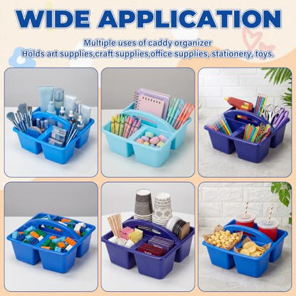 Kathfly 4 Pack Classroom Caddy Organizer with Handle Bulk, Blue - color: Blue