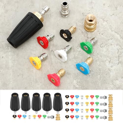 5 set Pressure Washer Nozzle Tips 4000 PSI 4.0 GPM Pressure Washer 1/4" & 3/8" Quick Connect with 35 Nozzle Tips Kit Multiple Degrees (0, 15, 25, 40, 65, Rinse1, Soap2) for Car Concrete Brick