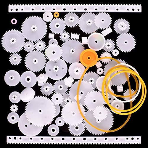 Plastic Gear Set, 75Pcs Single Double Reduction Gear Worm Gear for DIY Car Robot QY12