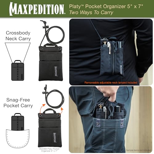Maxpedition Platy Pocket Organizer, EDC Tool Pouch, Neck Wallet - color: Black, size: 5" x 7"