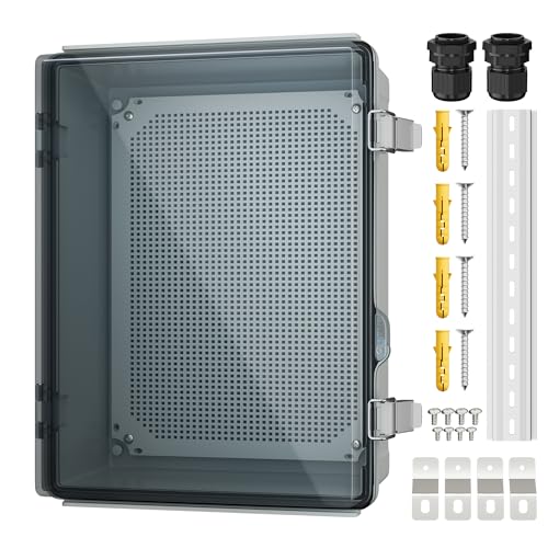 Joinfworld Electrical Box Weatherproof Plastic Junction Box 15.7x11.8x7.1 Outdoor WiFi Nema 4 Enclosure Clear Cover for Electric Connection Exterior Project - size: 15.7 x 11.8 x 7.1 inches