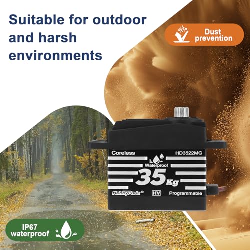 HobbyPark 45kg Servo High Torque Waterproof RC Steering Servo Metal Gear Digital Servo Stainless Steel Gears for 1/7 1/8 1/10 RC Crawler Car Truck Buggy Powerful & Fast (Brushless Motor)