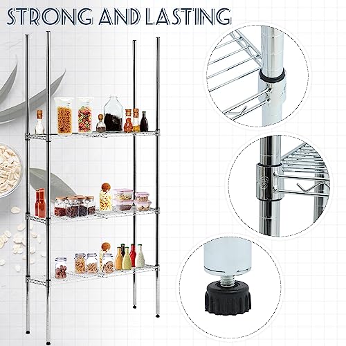 Thyle 4 Pack 74-Inch Wire Shelving Posts with 50 Clip, Chrome Steel, Sliver - color: Sliver, size: 74"
