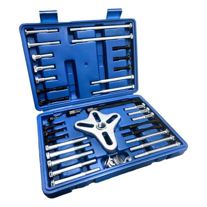 50 PCS Harmonic Balancer Puller Set, Flange Type Gear Crankshaft Pulley Remover Installer Tool Kit, Steering Wheel Flywheel Puller Removal Tool for Car Truck SUV Pickup
