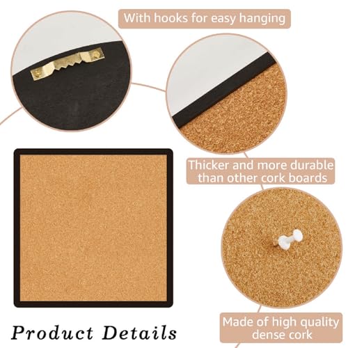 CRASPIRE Square Framed Bulletin Board 9.8 X 8 Inch Wall Mounted Pin Display Cork Boards Badge Thumbtack Wood Decorative Memory Memo Brooch Lapel Pins Pictures Storage Holder for Office Home Decor - style: Square