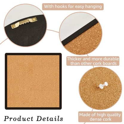 CRASPIRE Square Framed Bulletin Board 9.8 X 8 Inch Wall Mounted Pin Display Cork Boards Badge Thumbtack Wood Decorative Memory Memo Brooch Lapel Pins Pictures Storage Holder for Office Home Decor - style: Square