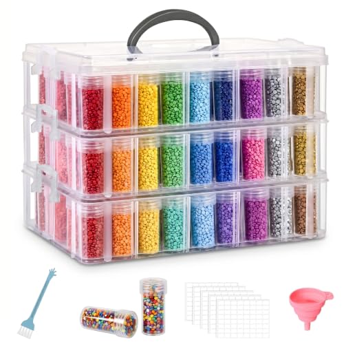 Diamond Art Storage Organizer, 150 Jars, 3-Tier Stackable Case - color: Clear-3 Tier
