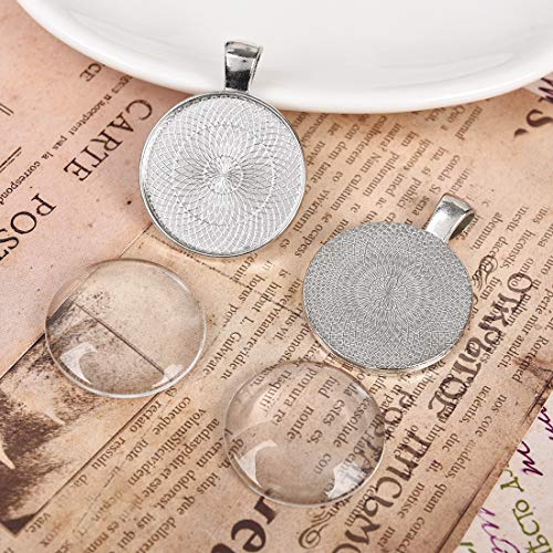 LANBEIDE 80pcs 25mm Pendant Bezels and Glass Cabochons for Jewelry Making - size: 25 mm / 1 inch