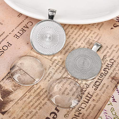 LANBEIDE 80pcs 25mm Pendant Bezels and Glass Cabochons for Jewelry Making - size: 25 mm / 1 inch