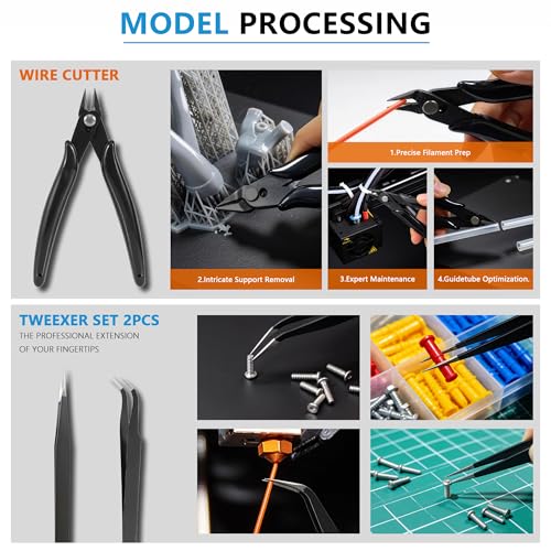 3D Printer Tools Kit, 55PCS 3D Printer Accessories & 3D Printing Tools Kit with Nozzle Cleaner Needles, Scraper, Files, Brushes, Wrench, Engraving Knife for FDM SLA Printers, for Bambu Lab, etc.