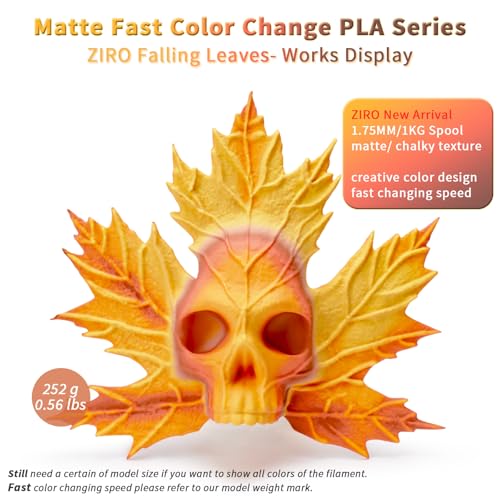 ZIRO PLA Filament Rainbow, 1.75mm 1kg, Fit Most 3D Printer, Falling Leaves - color: Falling Leaves (Matte)