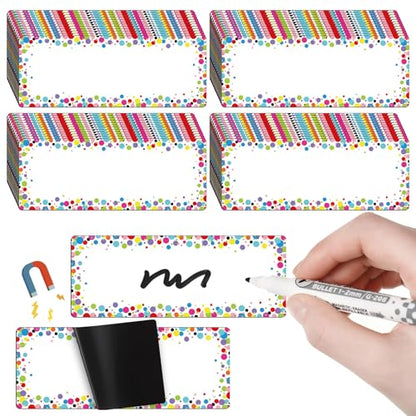 Eaasty 48 Pcs Dry Erase Magnetic Labels Reusable Magnetic Name Tag for Whiteboard Locker Fridge Classroom School Office Home(Confetti) - style: Confetti